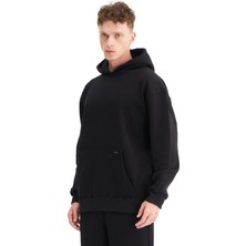 Mesfeno Erkek Oversize Şardonlu 3 İplik Kapüşonlu Sweatshirt, Kanguru Cepli İçi Yumuşak Tüylü