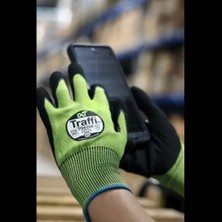 Traffi Gloves TG6240 Dokunmatik Ekran Uyumlu Microdex Lxt Nitril Kesilme Seviyesi E Premium Iş Eldiveni