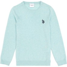U.S. Polo Assn. Kız Çocuk Su Yeşili Bisiklet Yaka Basic Kazak 50293586-VR253