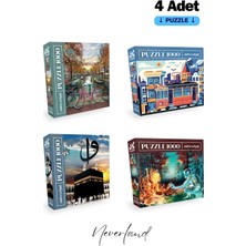 Neverland 4 Adet 1000 Parça Puzzle - Amsterdam / Istanbul / Kutsal Kabe / Ateş ve Su