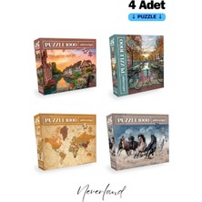 Neverland 4 Adet 1000 Parça Puzzle - Colmar / Amsterdam / Dünya Haritası Iı / Atlar