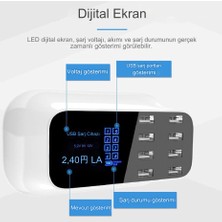 USB Şarj Istasyonu, LED Ekranlı 8 Bağlantı Noktalı USB Çoklu Bağlantı Noktası Şarj Cihazı, Akıllı Telefonlar Tabletler Için Hızlı Şarj Masaüstü USB Şarj Cihazı Merkezi