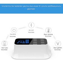 USB Şarj Istasyonu, LED Ekranlı 8 Bağlantı Noktalı USB Çoklu Bağlantı Noktası Şarj Cihazı, Akıllı Telefonlar Tabletler Için Hızlı Şarj Masaüstü USB Şarj Cihazı Merkezi