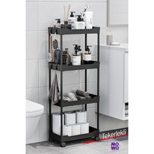 Mowo Home 4 Katlı Tekerlekli Banyo Rafı, Mutfak Rafı, Havluluk, Deterjanlık Makyaj Organizer