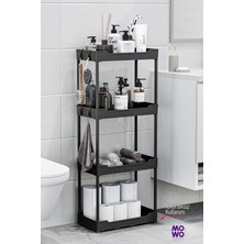 Mowo Home 4 Katlı Tekerlekli Banyo Rafı, Mutfak Rafı, Havluluk, Deterjanlık Makyaj Organizer