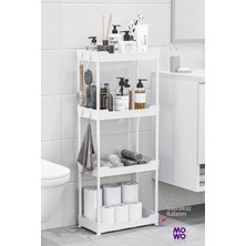 Mowo Home 4 Katlı Tekerlekli Banyo Rafı, Mutfak Rafı, Havluluk, Deterjanlık Makyaj Organizer