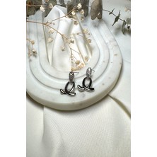 Mooni Accessories Luxury Collection Damla Tasarım Zirkon Taşlı Gümüş Renk Çelik Küpe