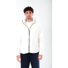 Coredra Boydan Fermuarlı Teddy Peluş Mont Erkek - Ekru