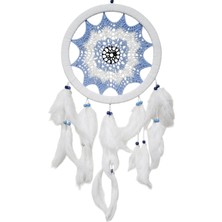 Mixperi Buz Mavisi Renginde Nazar Motifli Kuş Tüylü Duvar Süsü