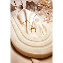 Mooni Accessories Mooni Ay Tasarım Xuping Model Zirkon Taşlı Rose Gold Renk Kadın Zincir Kolye