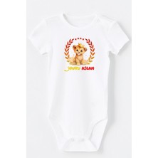 BRZ Collection Pamuklu Yavru Aslan Baskılı Omuz ve Alt Kısmı Çıtçıtlı Body Bebek Zıbın