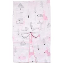 Bebegen Pembe Tavşanlı Ağaç Desenli Müslin Puset Örtüsü