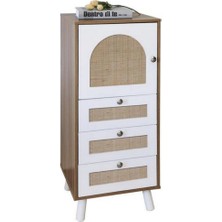 Panalı Rattan 3 Çekmeceli 1 Kapaklı Dolap