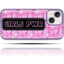 Giftsome Apple IPhone 14 Girls Power Pembe Mor Yumuşak Silikon Telefon Kılıfı