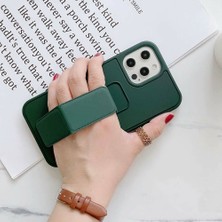 Apple IPhone 13 Mini Uyumlu Gri Yumuşak Silikon Standlı Tutacaklı (Tutamaçlı) Telefon Kılıfı