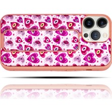 Giftsome Apple IPhone 13 Pro Max Pembe Kalp ve Göz Desenli Yumuşak Silikon Telefon Kılıfı