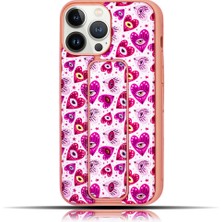 Giftsome Apple IPhone 13 Pro Max Pembe Kalp ve Göz Desenli Yumuşak Silikon Telefon Kılıfı