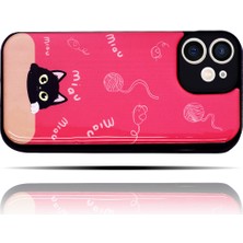 Giftsome Apple Iphone 11 Uyumlu Kedi Desenli Pembe Yumuşak Silikon Kedili Telefon Kılıfı - Miav