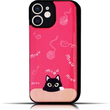 Giftsome Apple Iphone 11 Uyumlu Kedi Desenli Pembe Yumuşak Silikon Kedili Telefon Kılıfı - Miav