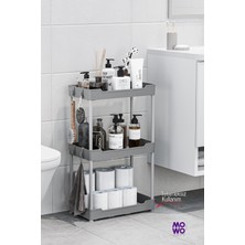 Mowo 3 Katlı Tekerlekli Banyo Rafı, Mutfak Rafı, Havluluk, Deterjanlık Makyaj Organizer