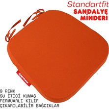 Xpermate Standartfit Oval Sandalye Minderi Fermuarlı Yıkanabilir Kılıf Bağcıklı Su ve Yağ Itici 42X42X5 Kremit