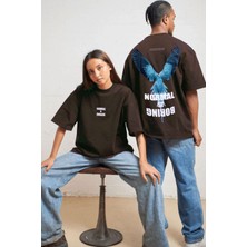 Teenage Millionaire Kadın Kahverengi Normal Is Boring Bisiklet Yaka Oversize Salaş T-Shirt