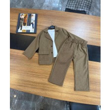 Kidsroom Çizgili Ceket Pantolonlu Üçlü Takım