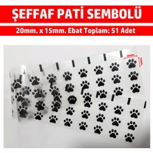 Şeffaf Pati Etiketi Sticker Sevimli Patiler, Kedi Patisi 20X15MM 51 Adet