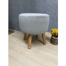 Asedia Miskin Naturel Kül Gri Puf Ayak Ucu Puf Makyaj Koltuğu Puf Bench Ayak Dayama Ahşap Ayak Puf