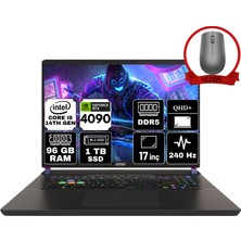 Msı Vector 17 Hx Intel Core I9 14900HX 96GB 1tb SSD RTX4090/16GB Windows 11 Pro 17" Qhd+ 240Hz Taşınabilir Bilgisayar A14VIG-879XTR-A94 & Anzar Mouse