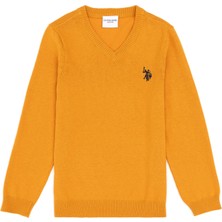 U.S. Polo Assn. Erkek Çocuk Hardal Basic V Yaka Kazak 50294200-VR072