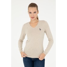 U.S. Polo Assn. Kadın Taş Melanj V Yaka Basic Kazak 50293542-VR225