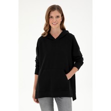 U.S. Polo Assn. Kadın Siyah Kapüşonlu Sweatshirt 50296944-VR046