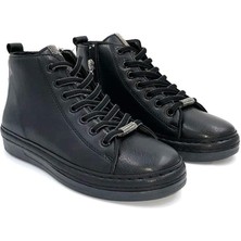 Beyaz (Ekici) Termo Kaymaz Taban Fermuarlı Bağcıklı Günlük Kadın Bot Siyah