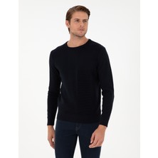 Pierre Cardin Erkek Lacivert Slim Fit Bisiklet Yaka Yün Karışımlı Triko Kazak 50296457-VR033