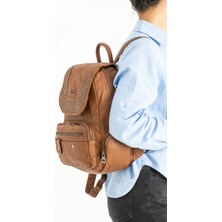 Baginn Deri Kadın Sırt Çantası Troklu Çok Cepli Günlük Kullanım Için Ideal 30*25 cm