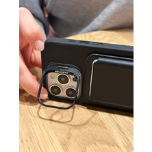 Paladyum Case iPhone 14 Pro Max Uyumlu Premium Siyah Deri Magsafe Cüzdanlı Kartlıklı Kamera Çerçeve Standlı Kılıf