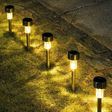 Alifa Toptan Gün Işığı Sarı Ledli Solar Güneş Enerjili Bahçe Lambası 10 Lu Set Metal Gövdeli