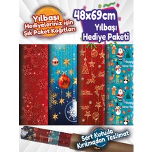 Yılbaşı Hediye Paket Kağıdı 48X69CM Büyük Ebat 4 Çeşit 2'şer Adet Toplam 8 Tane