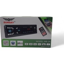 Sunsay Mb-26 Uyumlu Kumandalı  Bluetooth Oto Teyip Araba Teyibi ,bluetooth,iki USB Girişi,sd,aux,iso Söket Teyp