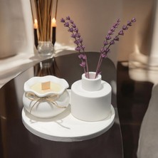 Miss Lina 4 Parça Dekoratif Ahşap Fitil Kokulu Mum Set Beyaz Renk