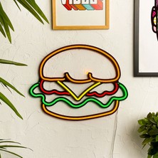 Tol Camp Hamburger Neon Duvar Dekoru - Lezzetli Tasarım, Modern Metal Üzerine Neon LED Tabela | 43 cm x 35 cm