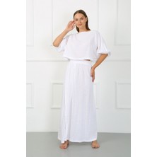 Agva Collection Shyla muslin kumaş yırtmaçlı Etek