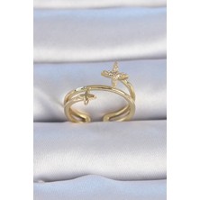 Clariss Pirinç Gold Renk Zirkon Taşlı Yıldız Model Kadın Yüzük