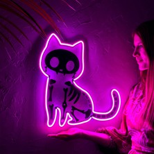 Tol Camp Schrödinger Kedi Neon Dekor - Şık Metal Üzerine Neon Tabela, Eğlenceli LED Aydınlatma | 44 cm x 44 cm