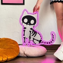 Tol Camp Schrödinger Kedi Neon Dekor - Şık Metal Üzerine Neon Tabela, Eğlenceli LED Aydınlatma | 44 cm x 44 cm