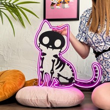 Tol Camp Schrödinger Kedi Neon Dekor - Şık Metal Üzerine Neon Tabela, Eğlenceli LED Aydınlatma | 44 cm x 44 cm