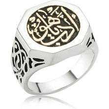 Stil Love Gümüş Edeb Ya Hu Erkek Yüzük