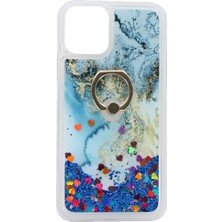 Nettech Apple iPhone 11 Pro Max Uyumlu Mermer Desenli Yüzüklü Arka Koruma Kılıf
