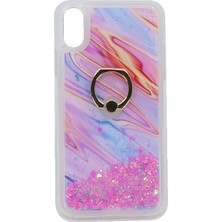 Nettech Apple iPhone x Uyumlu Mermer Desenli Yüzüklü Arka Koruma Kılıf